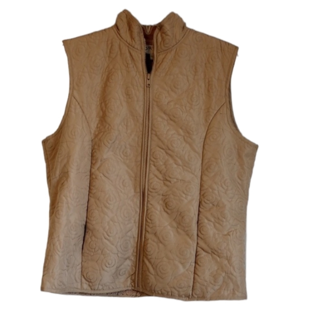 Orvis Womens Quilted Vest Sz S Beige Zipper Outdoor Cozy Warm Tan Comfy Layer